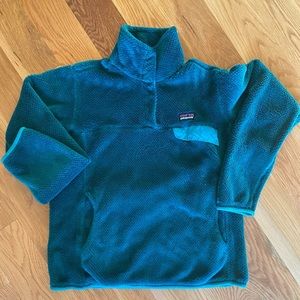 Patagonia Re-Tool Pullover Snap Sweater Teal Peacock Blue Medium